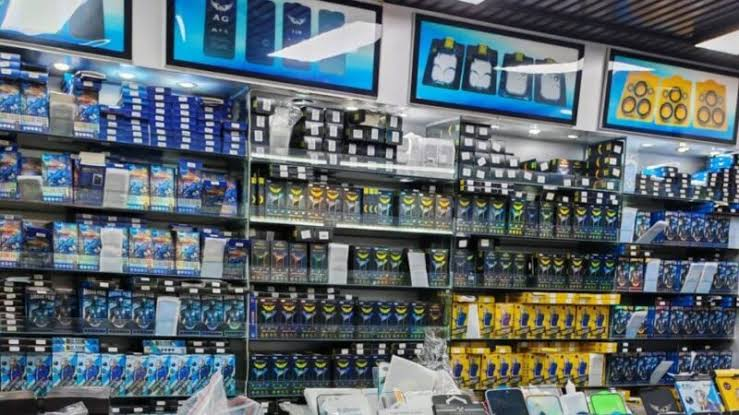 Shelves of electronic accessories